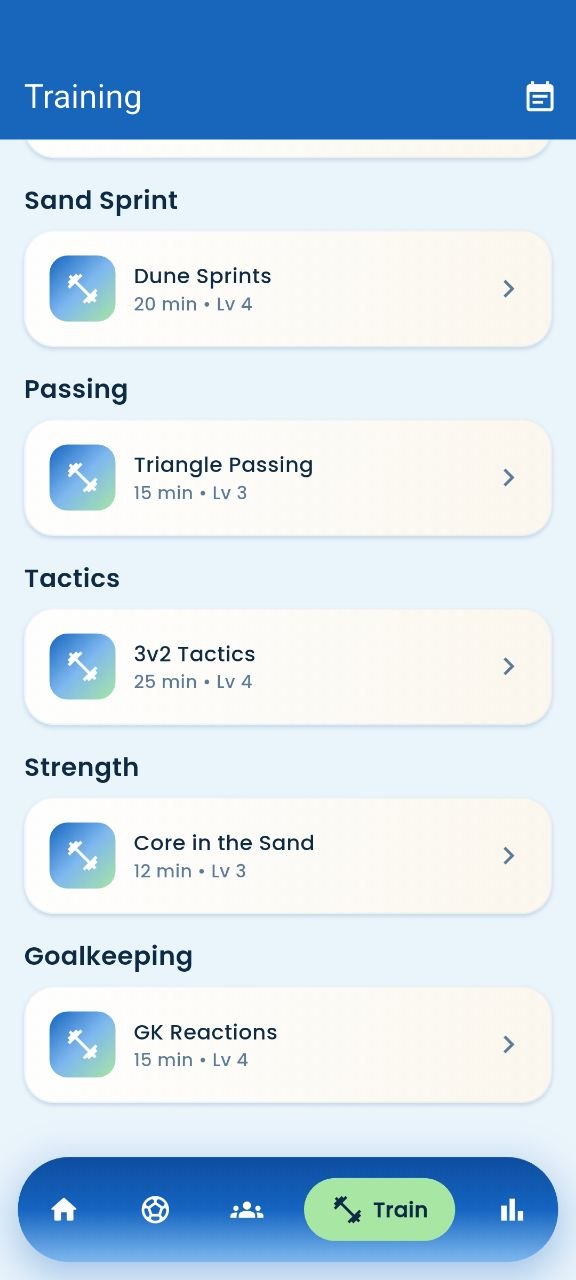 Esporte Da Tournaments training screen